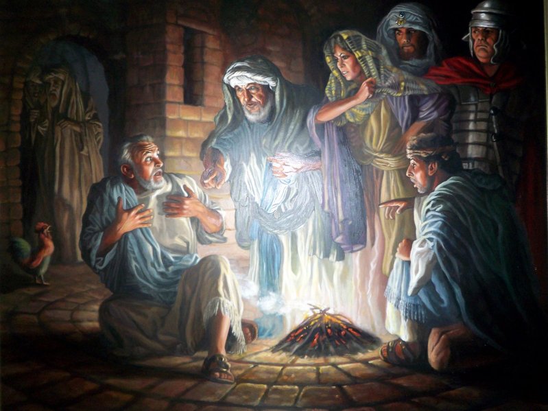 Peter denies Jesus. Image Source